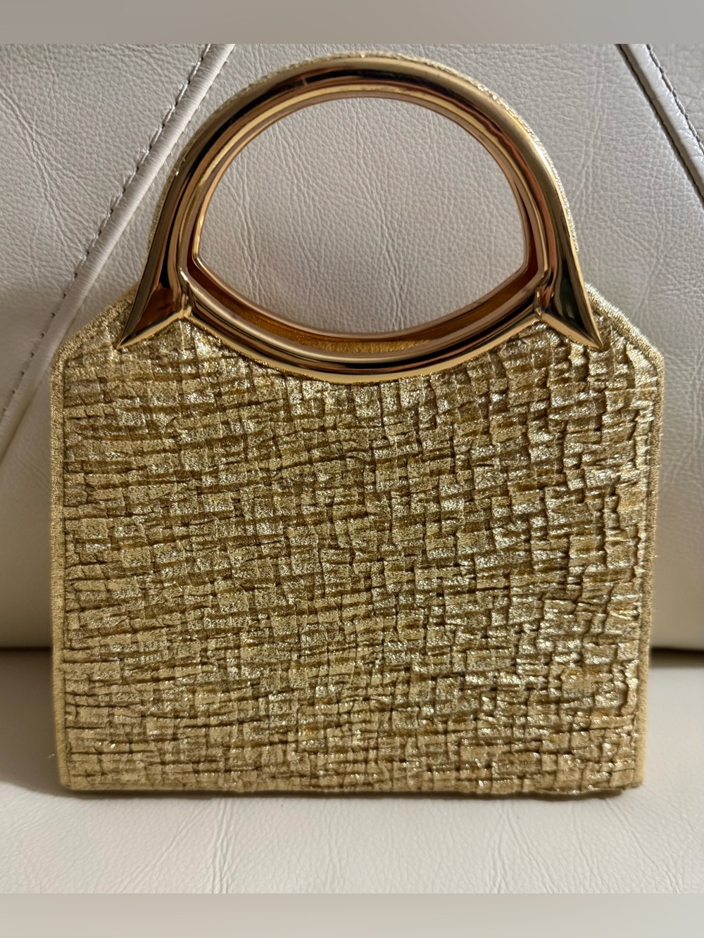 Lovely N. Y. Gold Textured Top-Handle Women’s Evening Bag